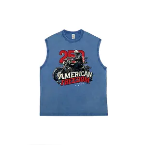 Retro washed pure cotton vest, featuring a universalprinted design suitable for both men and women, and canbe worn all year round.