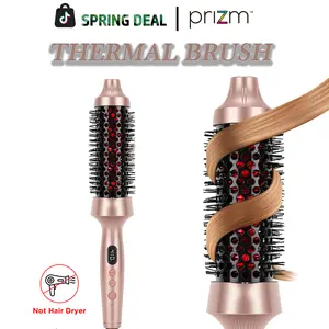 【UPGRADE】1.5 Inch Thermal Curling Brush – Smooth Blowout & Long-Lasting Waves with Negative Ionic Technology, Dual Voltage，Heated Round Brush for Smooth Style & Natural Waves，Easy to Use Valentine's Day Gift Idear for Women Hair Styling Kit