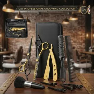 LQT Professional Hair Tools Kit, Premium Barber Scissors Set for Men & Salon Use | Globally Selected | Barber-Quality Craftsmanship | Thinning Shears, Razor, Comb & Clips Included | Luxury Grooming Kit for Professionals & Home Haircuts, Father's Day Gift