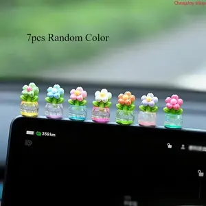 【Summervibes】7 Pack Mini Glow-in-the-Dark Plant Pots, Cute Luminous Decor Pots, Compact Ornaments for Car Interior & Office Desk, Unique Stylish Keepsake Gifts for Mom, Wife, Girlfriend and Daily Space Decoration