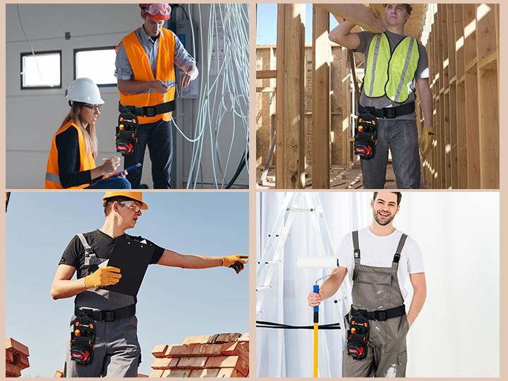 MELOTOUGH Small Tool Pouch with Quick Release Belt Clip Heavy Duty 600D Material 8 Pockets Electrician Tape Holder for Technicians & Maintenance Workers Rugged Construction Durability