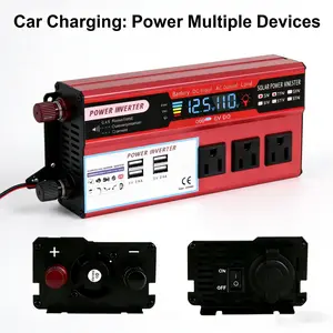 DC12V to 110V AC Power Inverter 5000W Peak with USB Ports Truck Off-Grid Solar Backup Converter for Camper Van