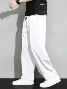 TJL Men's Baggy Wide Leg Pants, Casual Menswear with Stylish Plain Design & Elastane Fabric, Relaxed Fit for Daily Wear