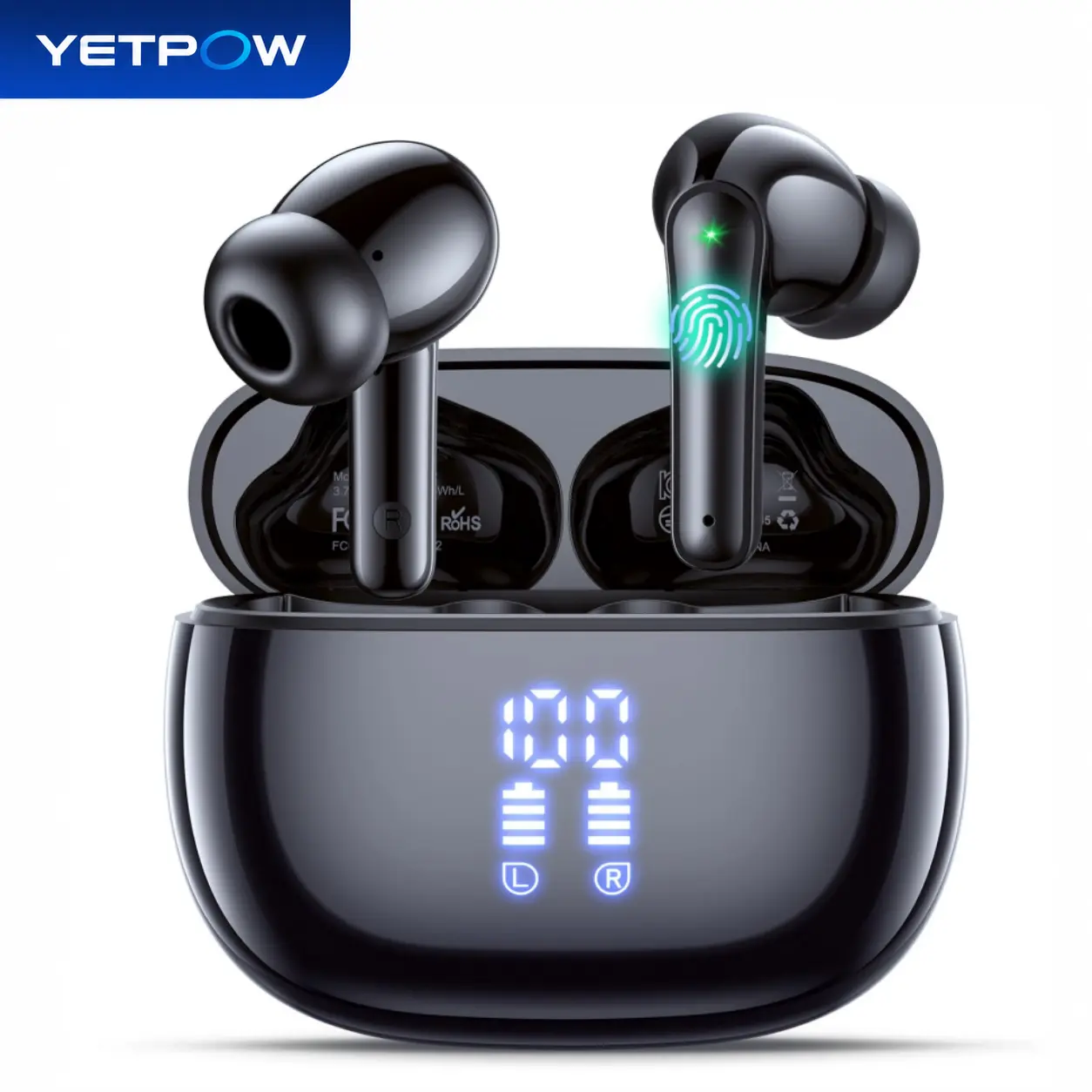 YETPOW Bluetooth Earbuds, Wireless Earbuds with Bluetooth 5.3, 40H Playtime, LED Digital Display, Built-in Mic, IP7 Clear Stereo Sound Earphones for Phone Tablet Sports Workout, T12 tiktokshopbacktoschool,back to school,back to school haul