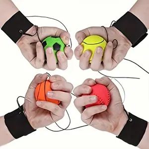 High Elastic Rubber Wrist Resistance Ball with Rope, Outdoor Fitness Throw Ball, Durable Rubber Material, Stress Relief Toy for Parties, Stress Relieving Accessory