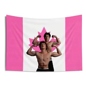 Vintage Heated Rivalry Tapestry, Retro Game Day Canada Flag, Sports Aesthetic Wall Decor, Classic Competition Banner, Bedroom Dorm Decor for Fans, Hudson Williams Connor Storrie Chemistry Flag bedroom decor Cotton Decorative