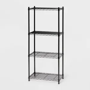 4 Tier Wire Shelving Black - Brightroom: Steel Utility Storage, Adjustable Feet & Shelves, 350 lb Capacity, 54" Height