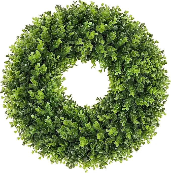 Large Boxwood Wreath Front Door 24'' Artificial Spring Wreaths for Front Door Farmhouse Wedding Green Year Round Indoor Outdoor for Summer Wreath st Patrick's Day Decoration#Summervibes