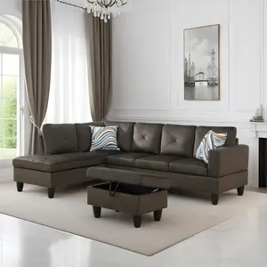 Modern Grey Flannel 3-Piece Sofa Set, Comfortable Cushioned Couch, Sturdy Durable, Space-Saving Design, Easy Assembly, Stylish Furniture for Home & Apartment