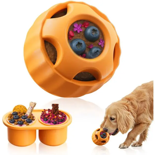 Interactive Dog Enrichment Puzzle Feeder Toy - Silicone Treat Mold for All Dog Ages, Digest Aid, Reduces Anxiety, Easy to Clean, Ideal for Wet Food & Frozen Summer Foods, Creates Nutritious Meals