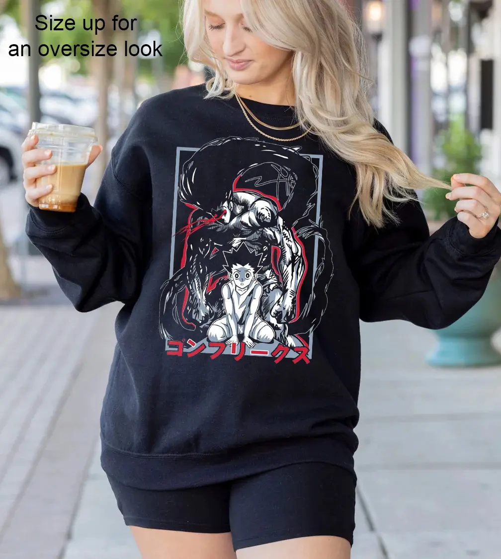 HxH Dark Mode Gon Freecss Sweatshirt, Hoodie, Tshirt, HunterxHunter Fan Shirt, Anime Streetwear, Anime Fan Gifts
