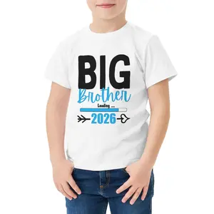 Big Brother 2026 Loading Kids T-Shirt | Boys Sibling Announcement Tee, White/Black
