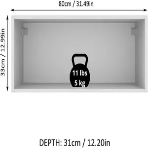 Madesa Hazel Wall Kitchen Storage Cupboard Cabinet with Horizontal Door and Shelves 31 Inch Wooden Modern Organization Unit - White