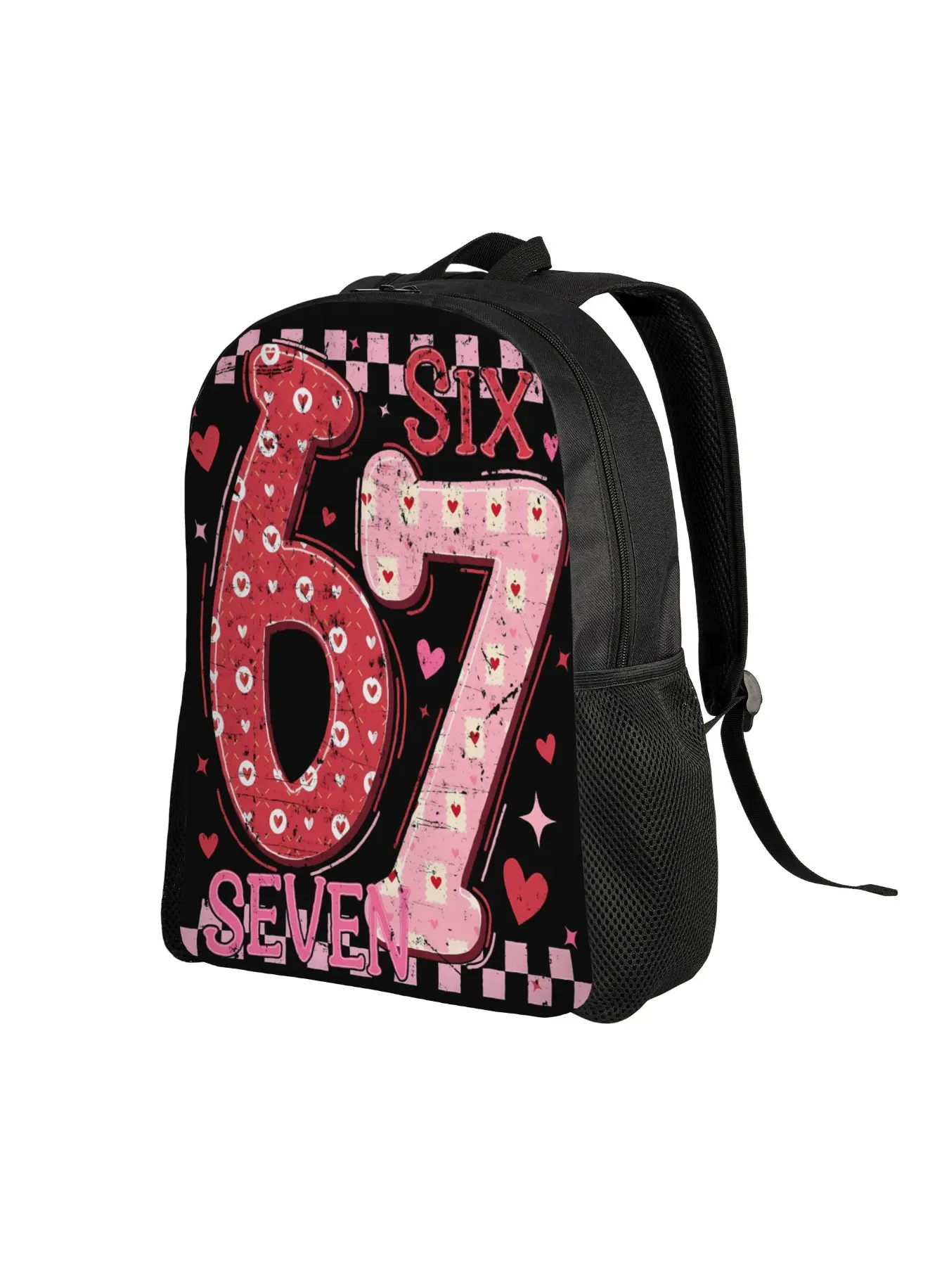Happy 6Th Birthday T-Shirt Design with Pink And Red Flowers And Hearts 67 Easy And Multi-Functional Travel Backpack, High School Student Backpack Unisex Comfortable Backpack