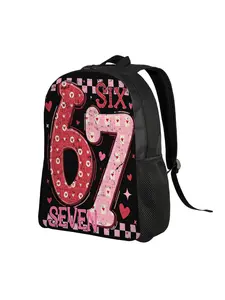 Happy 6Th Birthday T-Shirt Design with Pink And Red Flowers And Hearts 67 Easy And Multi-Functional Travel Backpack, High School Student Backpack Unisex Comfortable Backpack