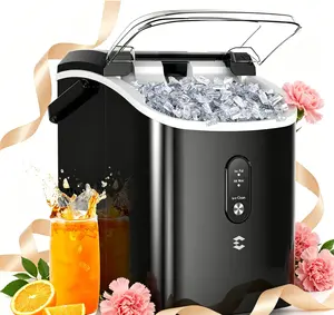 [Mother’s Day] ecozy Countertop Sonic Nugget Ice Maker Chewable Ice Cubes 33 lbs Daily Output Self-Cleaning Stainless Steel for Party Kitchen Bar Black Friday Deal