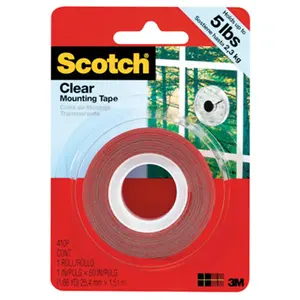212 MAIN 3M 410P Transparent Adhesive Tape, Double Sided Self Adhesive, 60x0.045in No Drill Option, Multipurpose Mounting Tape for DIY, Scrapbooking & Stamping