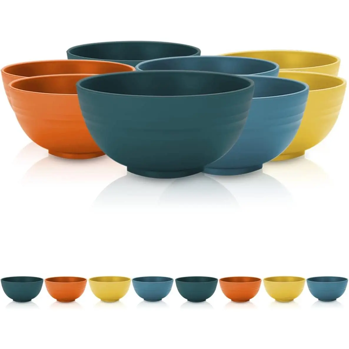 Plastic Cereal Bowls 8 Pieces 26 oz, Unbreakable And Reusable Light Weight Bowl For Rice Noodle Soup Snack Salad Fruit BPA Free Dishwasher Safe (Mutil Color) Set Tableware