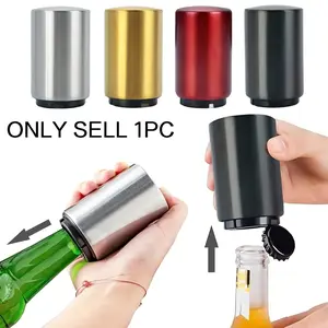 Stainless Steel Beer Opener, Water Bottle Opener, 1 Count Automatic Pop-Out Top Opener, Magnetic Attachment Bottle Opener, Travel Accessories, Bar Utensils for Home Picnic Camping, Bottle Cap Opener