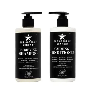 The Goodbye Company Purifying Shampoo & Calming Conditioner Set 300ml, Organic Castor Oil Haircare Duo for Smooth, Balanced Moisture – Sulfate-Free, Paraben-Free, Gluten-Free, Protein-Free, Hydrating & Nourishing Formula