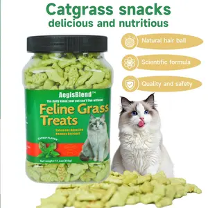 Premium Cat Grass Cat Treats for Hairball Relief & Immune Health. Natural Cat Snacks with Vitamins, Mint for Calming, Crunchy Texture for Teeth Cleaning & Chewing. Made with Real Chicken & Fish, Delicious & Healthy. Ideal for Training,  Interactive Play