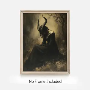Lilith Witchcraft Style Canvas Art – A Gothic Victorian Pagan Oil Painting in Frameless Print, Designed as a Mystical Home Decoration for Living Rooms, Bedrooms, Kitchens, or Bathrooms with Dark Elegance.