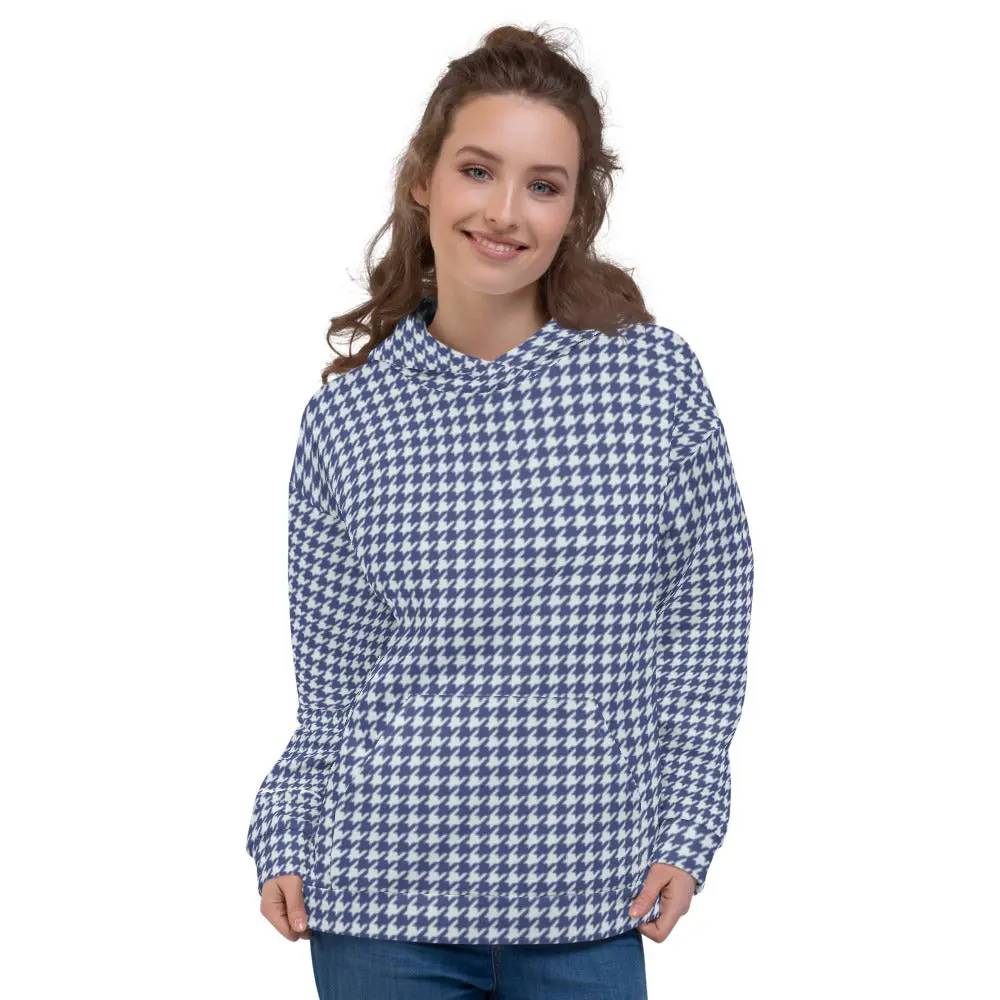 Recycled Unisex Hoodie - Navy Houndstooth - Women