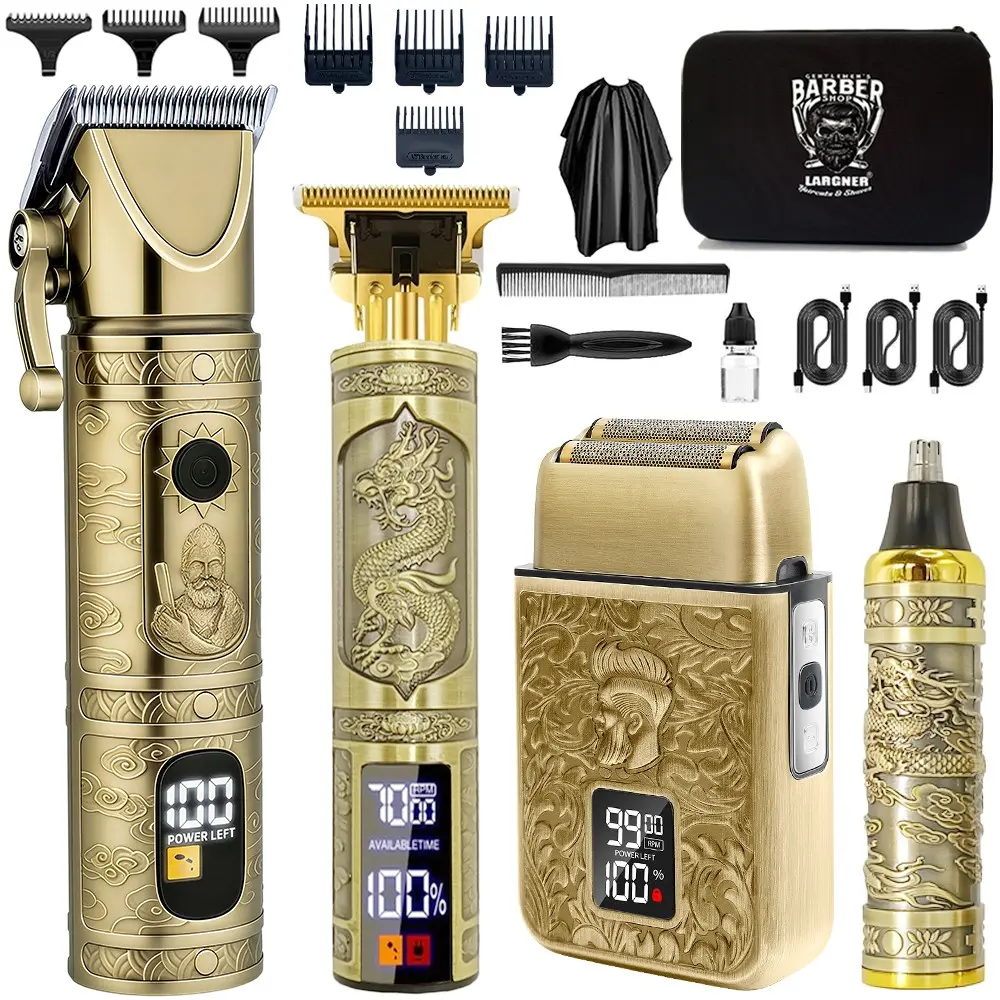Professional Largner Hair Clippers for Men, Cordless Beard Trimmer Kit, Battery Powered Trimmer, Electric Shaver with LED Display, Ideal for Barbershop Use, Barber Clippers Set, Barber Equipment