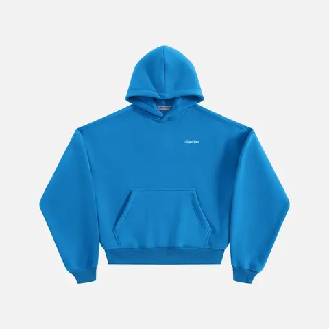 Aelfric Eden Men's Vintage Cotton Script Baggy Cropped Hoodie - Vintage Clothing, Classic Hooded Design, Ribbed Cuffs, Ribbed Hem, Kangaroo Pocket, Soft Fabric, Minimalist Unisex Streetwear Basic Top, Solid Plain, Script Logo