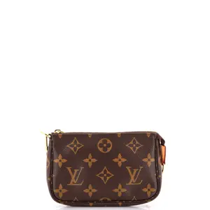 Pre-owned Louis Vuitton Canvas Coated Clutches & Wristlets Pochette Accessoires Monogram Canvas Mini by Rebag
