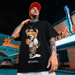 New Cotton Bear Short Sleeve T-shirt For Men boohooman  outfits true  classic  tees graphic  tees funny  tshirt anime merch Casual Fabric Breathable Stylish
