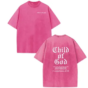 Holafish Oversize Acid Wash Vintage’Child Of God' Pattern T-Shirt,Heavyweight Cotton Streetwear graphic vintage Menswear Womenswear Crewneck Tshirt Top Hoodie