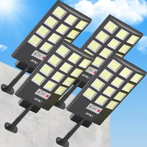 Solar Street Light Outdoor Solar Parking Lot Light, 360 LEDs Wide Angle Lamp with Motion Sensor IP67 Waterproof Commercial Lighting