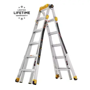 23 Ft. Reach Aluminum Multi-Position Ladder W/ Project Tray, 375 Lbs. Load Capacity, Oversized Hinges and Grip Locks Gorilla Ladders