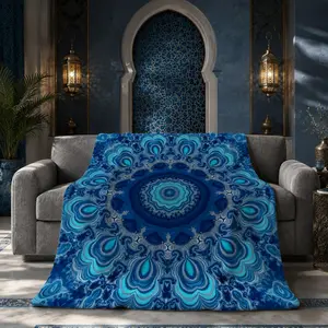 Mandala Single-Side Printed Throw Blanket, Boho Chic Style, Soft & Skin-Friendly Fabric, Lightweight & Multi-Purpose, Ideal for Napping, Picnics, Camping & Home Decor, Top Quality Choice