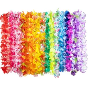 Toy 12 Counts Hawaiian Leis Bulk Tropical Flower Lei Hawaiian Lei Beach Hawaii Luau Party Favors Decoration Birthday Party Supplies