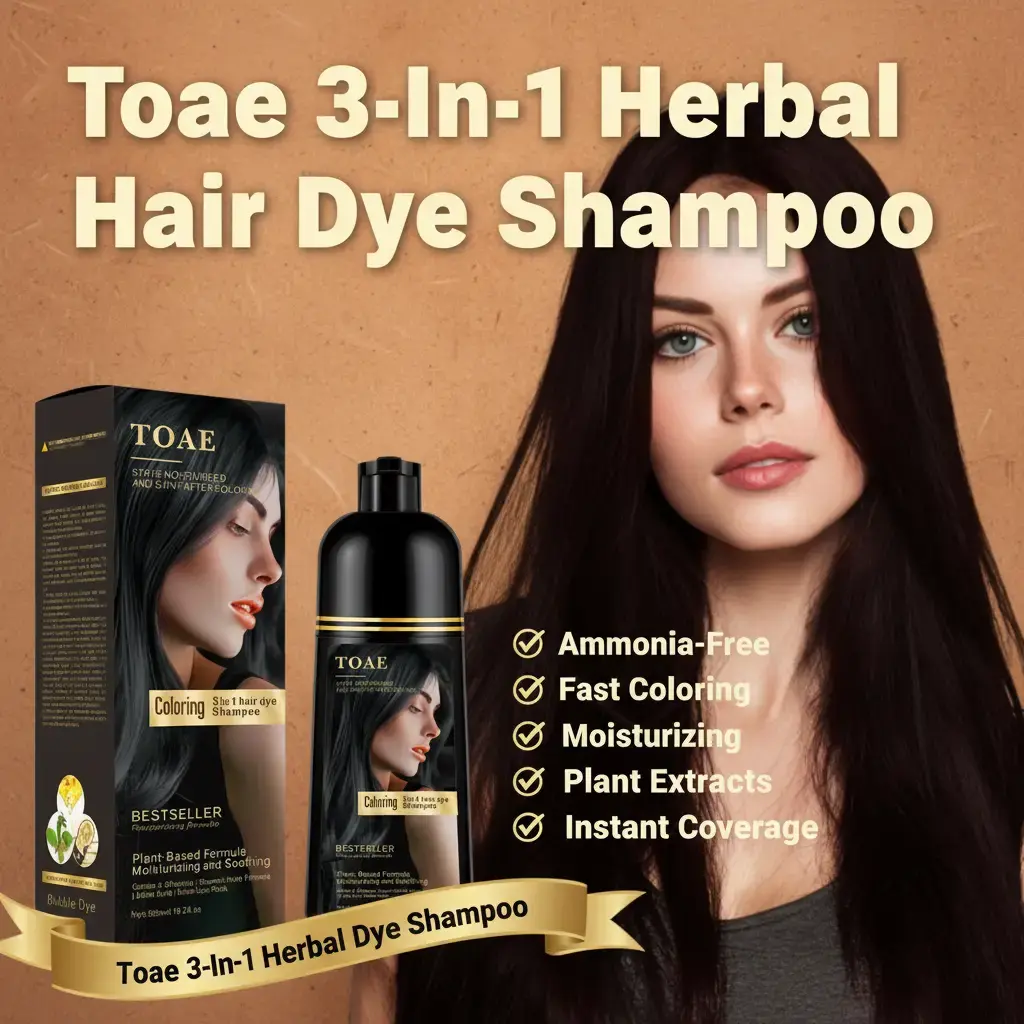 TOAE 3-in-1 Herbal Hair Dye Shampoo Ammonia-Free Fast Coloring Solution ...
