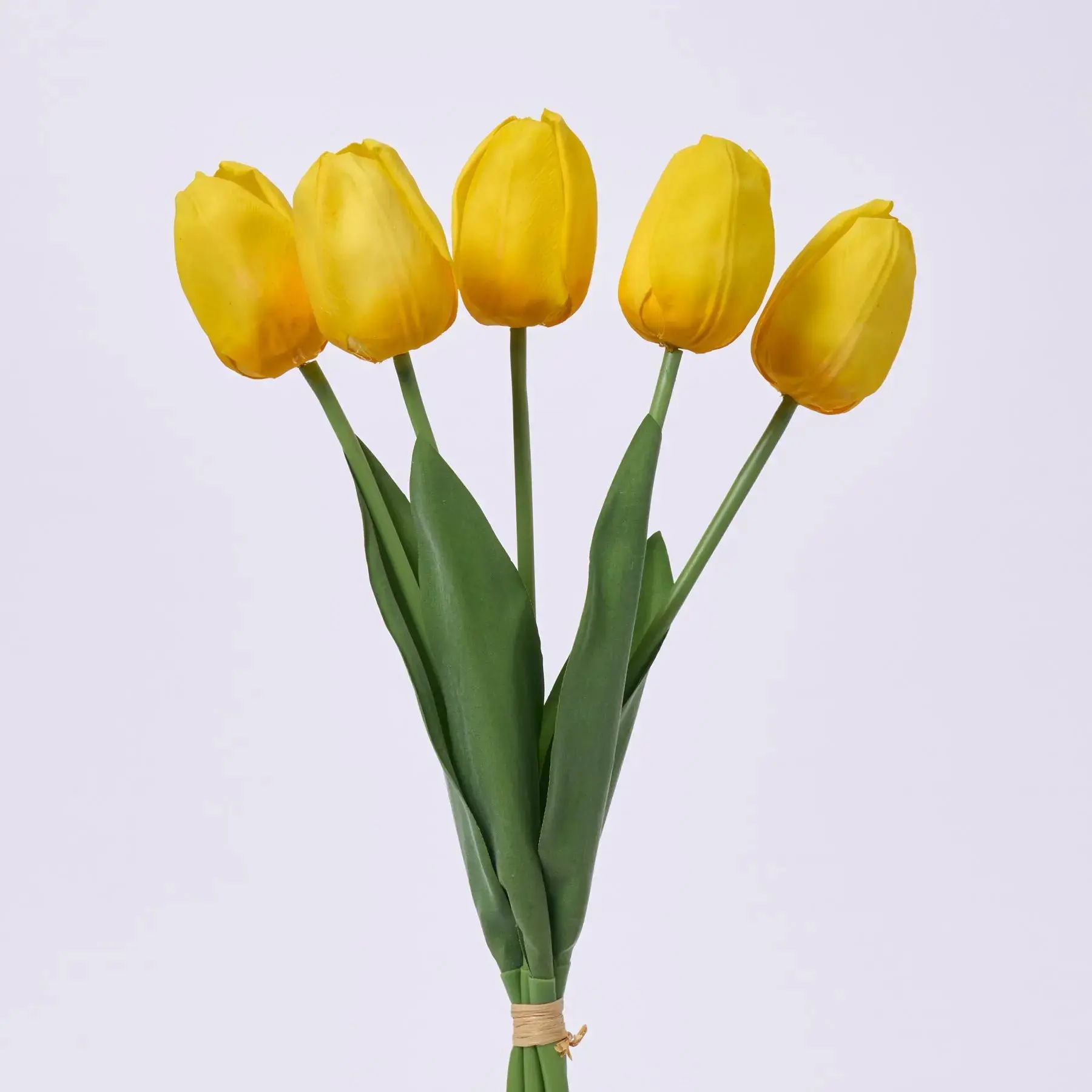 Floral Yellow Real-Touch Artificial Tulip Bouquet Set - 5 Stems, 20" Tall, 4" Wide, for Home Decor