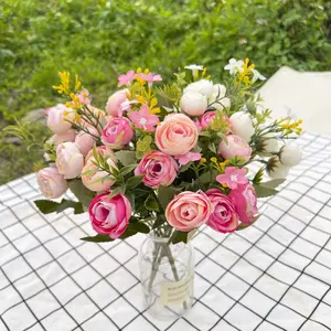 4PCS UV Resistant Artificial Flowers Spring Colorful Realistic Fake Plants for Home Table Wedding Bridal Bouquet Mother's Day Valentine's Day Decor