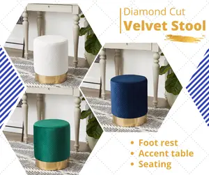 Diamond Cut Velvet Stool