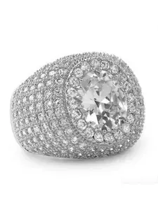 Men's Fashion Elegant Luxury Zircon Ring, beautiful rings, Wedding Engagement Party Jewelry Gift, Full Paved Rhinestone Decor Ring Business Men's Accessory, Solitaire Halo Ring