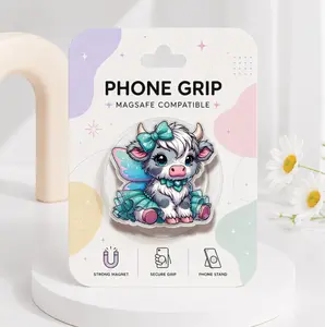 Cute Fairy Cow MagSafe Phone Grip, Kawaii Highland Cow Phone Grip, Acrylic Magnetic Phone Grip, Cute Animal Phone Accessory, Gift for Girls