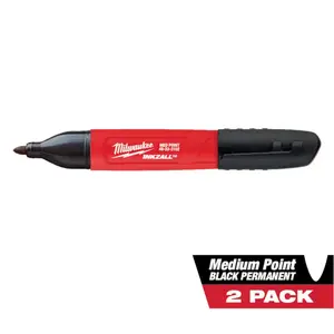 INKZALL Black Medium Point Jobsite Permanent Marker (2-Pack) Milwaukee