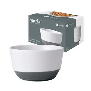 Libbey Austin 28 ounce Porcelain Soup Salad Bowl, Set of 4, Basalt Blue