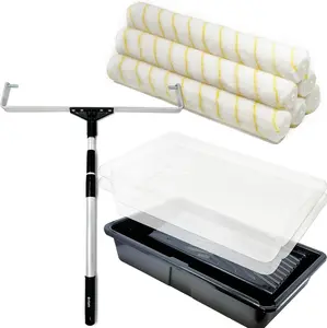 Allgala 18 Inch Painting Roller Kit Pro Grade 10 PC Set Paint Tray and Liner, Rollers and Frame, 4 FT Extension Pole