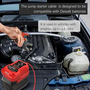 Car Battery Jump Starter, Jumper Start for Milwaukee Battery 18V for M18 Li-ion (for 3.5L Gas or 3.5L Diesel Engine), Jump Box, Jump Starter Battery Pack with 11AWG Jumper Cable and Clamp Kit, LED Light, USB QC3.0 (Red)(Battery Not Included)