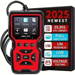 Professional OBD2 Vehicle Diagnostic Tool, with an integrated fault code library of 35,901 entries, supports real-time data stream, oxygen sensor testing, battery voltage measurement, and Mode 6/8 detection, without battery included.