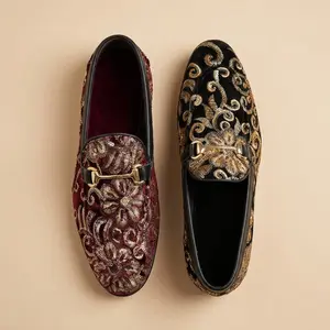Walk London Harrison Sequin Velvet Loafers
