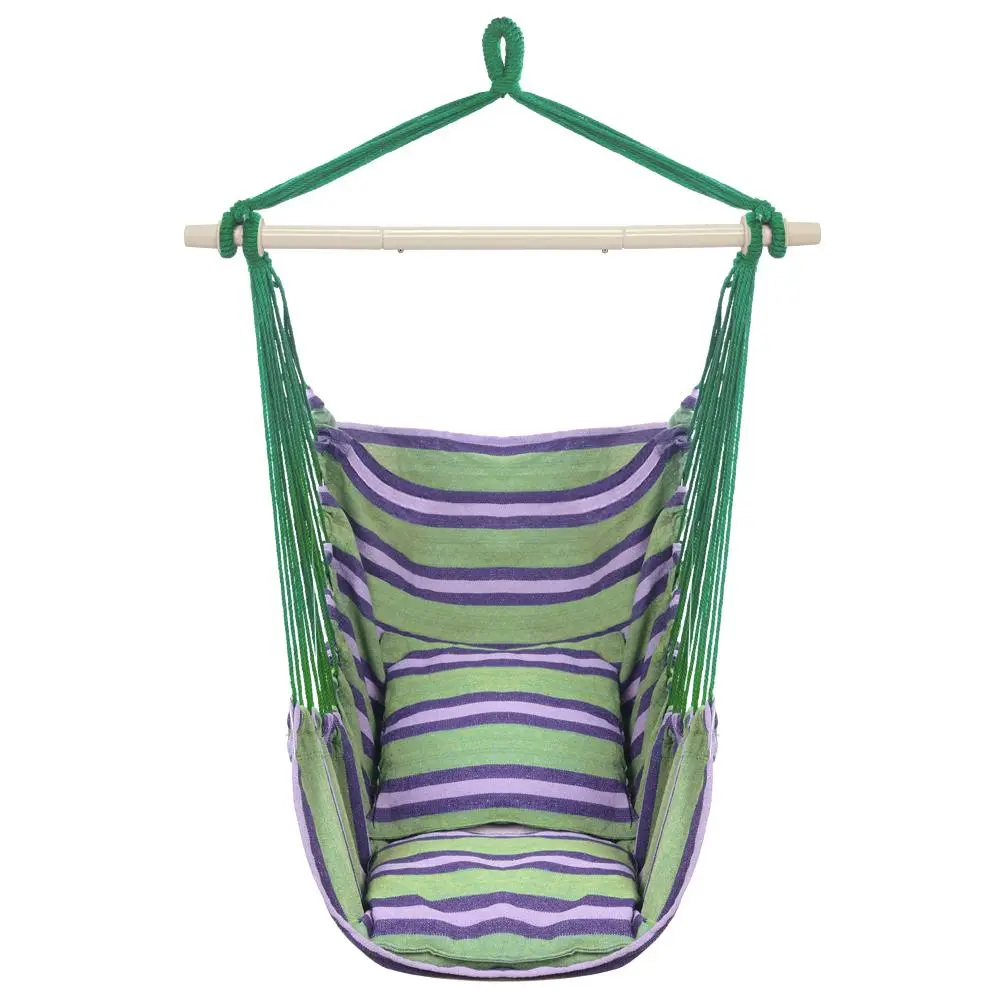 Hammock Chair Hanging Chair, Large Swing Chair with 2 Cushions and Anti-slip Spreader Bar, for Indoor Outdoor Bedroom Patio Porch Yard