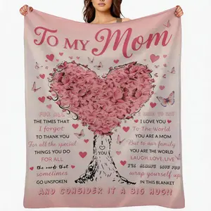 Mom Fleece Throw Blanket, Gifts for Mother's Day, Birthday, Christmas - Soft Flannel Plush Blanket for Mother in Law Bonus Mom for Sofa for Women